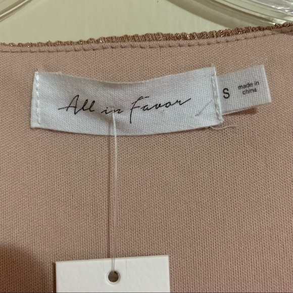 All in Favor Mauve Metallic Shimmering V-Neck Long Sleeve Dress. Size Small - Picture 12 of 14